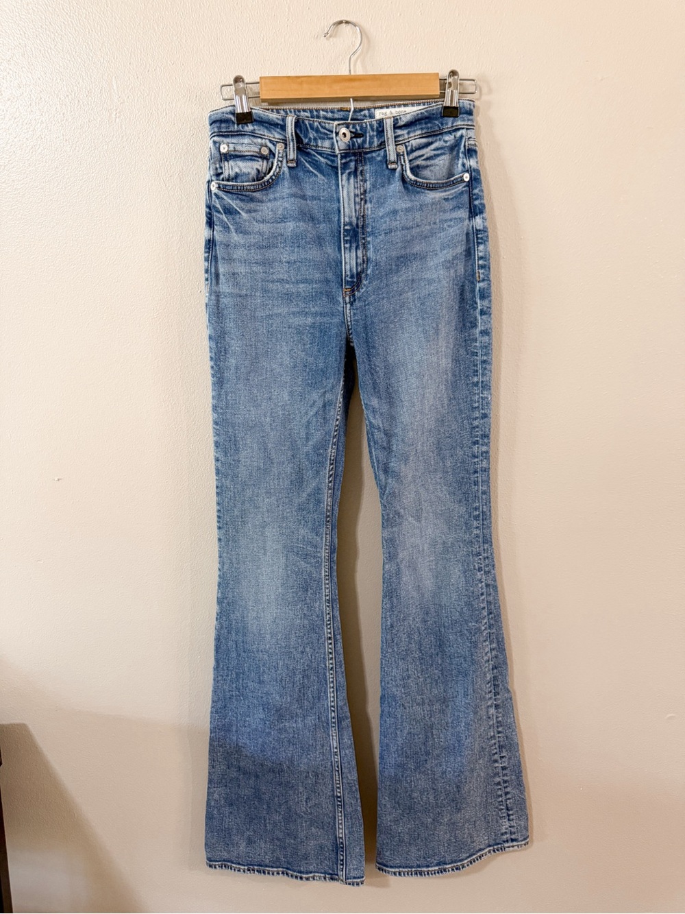 Rag & Bone | Casey High Rise Flare Jeans Norwalk Blue Boho Retro 70s - Picture 5 of 16